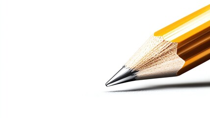 Fototapeta premium Isolated on white background, a classic wooden pencil with an eraser tip, designed in flat art style,