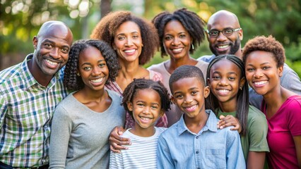Obraz premium child family mother portrait father woman happy daughter son man girl female black american african love together boy fun parent teen teenager 