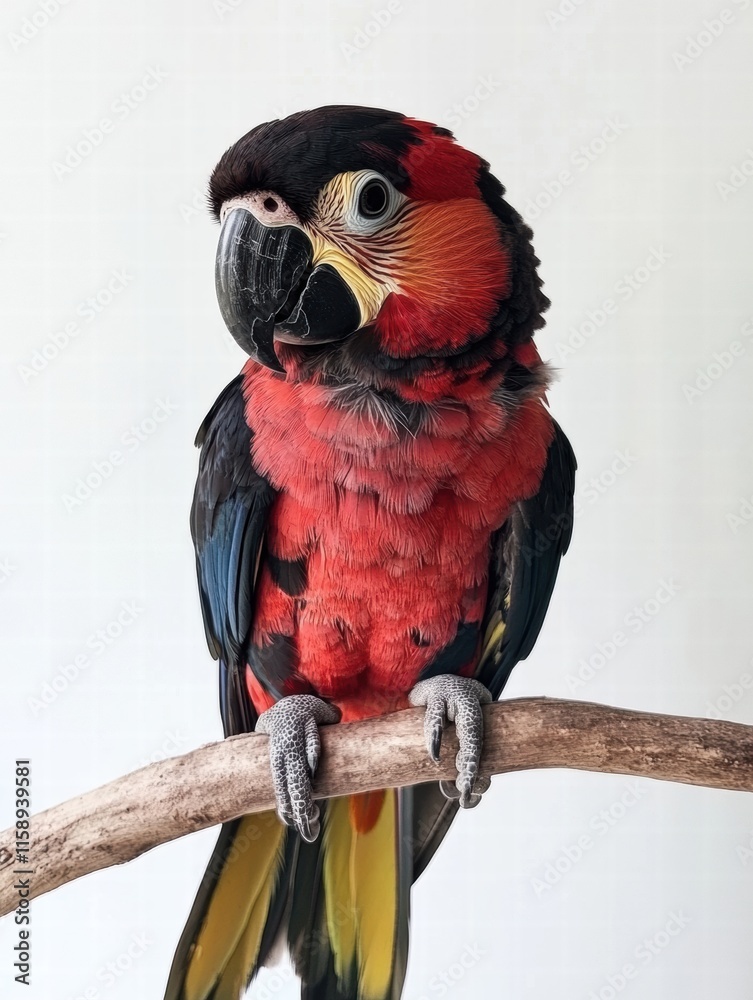 Fototapete Bright parrot perched on a branch with copy space perfect for a mock up or text. Generative AI
