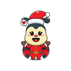 Cute ladybug as a santa claus in Christmas day.
