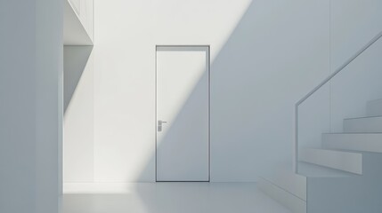 Fototapeta premium Minimalist White Door in Clean Modern Space