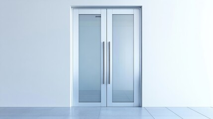 Contemporary Double Door with Clear Glass Panels