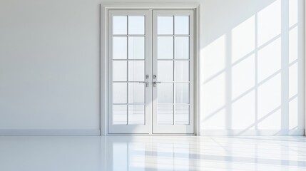 Contemporary Double Door with Clear Glass Panes