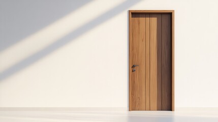 Minimalist Wooden Door with Vertical Panels Design