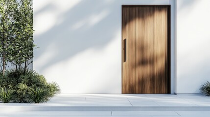 Minimalist Wooden Door with Vertical Panels