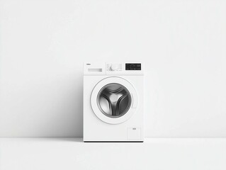 Modern White Washing Machine with Minimalist Background