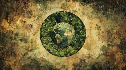 Our Planet, A Green Future: Earth Enveloped by Lush Foliage