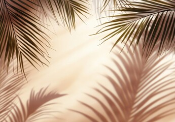 Beautiful Tropical Palm Leaves Against Soft Background with Subtle Shadows Creating a Relaxing and Serene Atmosphere for Nature Inspired Designs and Projects