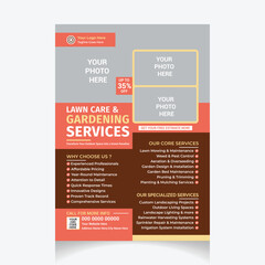  lawn and gardening services Flyer design template
