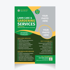  lawn and gardening services Flyer design template