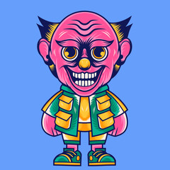 Mascot character design cartoon clown