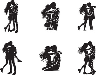 set of silhouettes of people