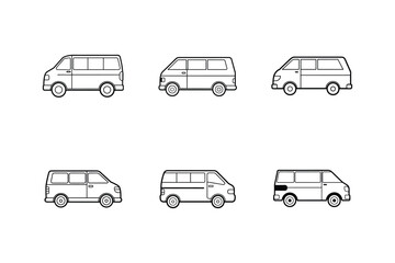 Fototapeta premium minivan line art vector illustration, set of cars