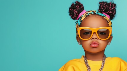 Black little girl dressed like rap female singer from 90s