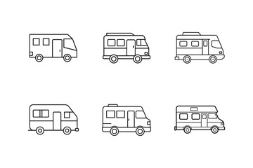 recreational vehicle icon line art vector, transportation icons set, set of transport icons, 