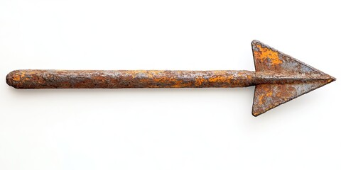 Rustic vintage rusted steel pointer displayed on a white background, showcasing the unique characteristics of this vintage rusted steel pointer, ideal for various artistic uses.