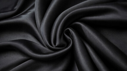 Obraz premium Dark Elegance: Luxurious Black Silk Fabric Drape 