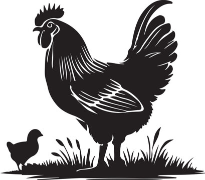 recommend clip art: rooster and chicken silhouette 