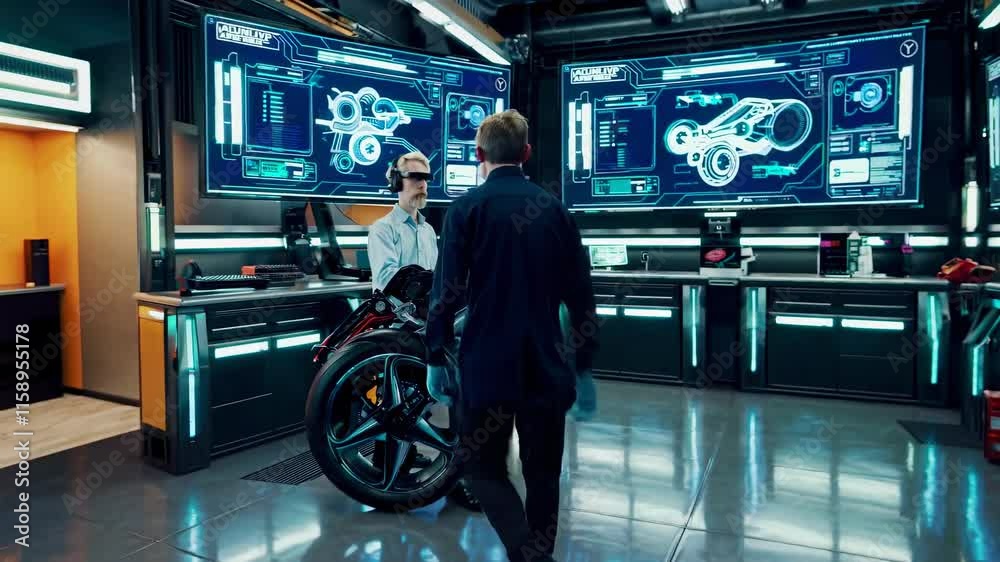 Aufkleber innovative technology lab showcasing futuristic vehicle design and virtual reality interaction