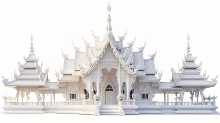 Fototapeta premium Beautiful Wat Rong Khon Temple in Thailand - Serene Spiritual Architecture Image