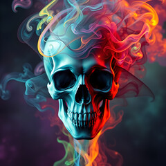 A skull with smoke coming out of it