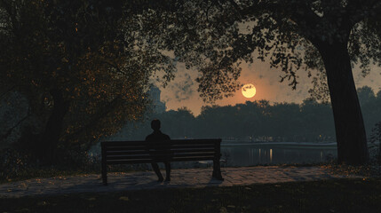 A figure sitting on a park bench at dusk, reflecting on the day’s events.
