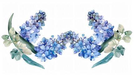 Elegant Watercolor Wedding Antique Invitation with Blue Hyacinth