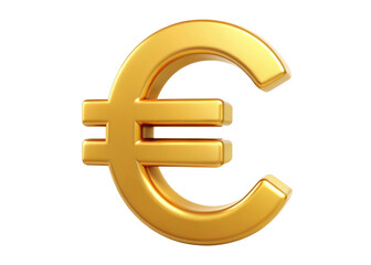 golden euro sign 3d render icon in cartoon plastic style minimal isolated  on white background 
