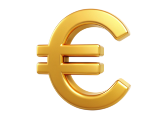 golden euro sign 3d render icon in cartoon plastic style minimal isolated  on white background 