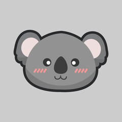 koala head with outline flat vector design