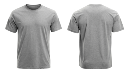 gray blank t shirt template from two sides isolated on white background