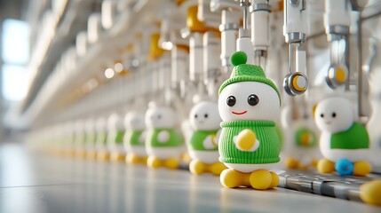 Naklejka premium Automated Snowman Toy Production Line