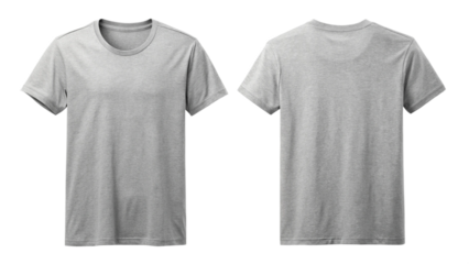 ash blank t shirt template from two sides isolated on white background
