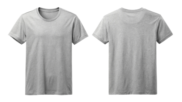 ash blank t shirt template from two sides isolated on white background