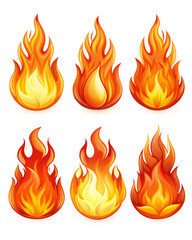 fire and flames plastic 3d icons in cartoon plastic style minimal isolated on white background