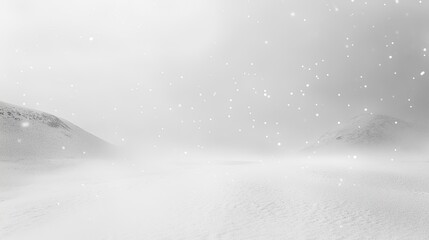 A dramatic scene of a snowstorm raging across a mountain pass, with swirling snowflakes and low visibility creating a sense of isolation.