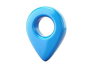 Blue location pin 3d render icon in cartoon plastic style minimal isolated on white background