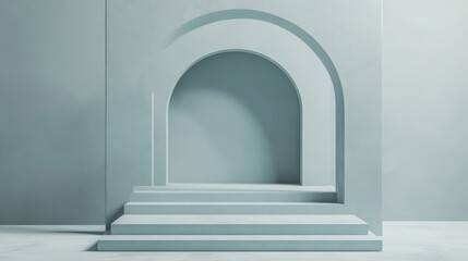 Minimalist Blue Archway With Steps Display