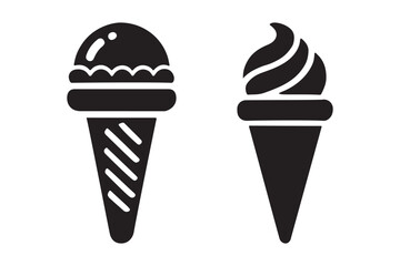 Minimalist Ice Cream Silhouette Icon for Summer Themes