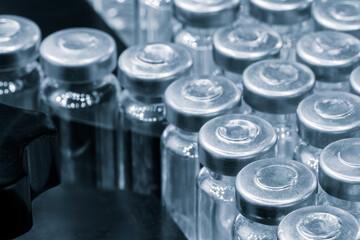 Glass ampoules for injection in a special container in a hospital or medical laboratory