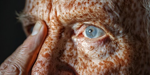 Close-Up of Pigmentation Spots on Mature Skin