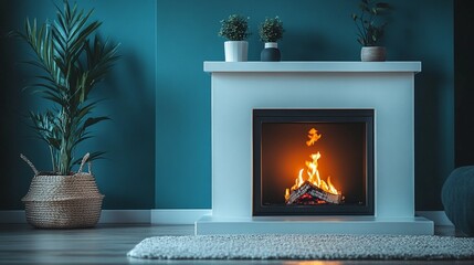Modern Fireplace with Fire