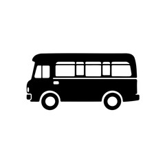 An old bus icon silhouette on white background