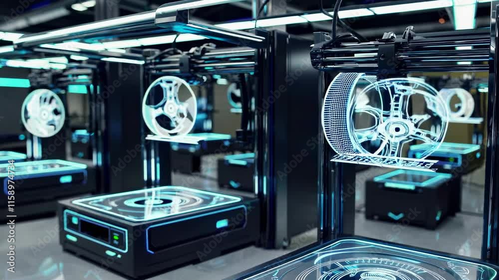 Poster advanced 3d printing technology in action at a high-tech manufacturing facility
