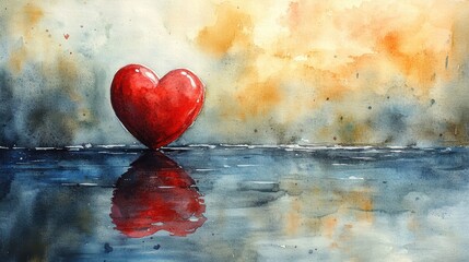Fototapeta premium Capturing the essence of love romantic valentine watercolor photography in a serene outdoor setting