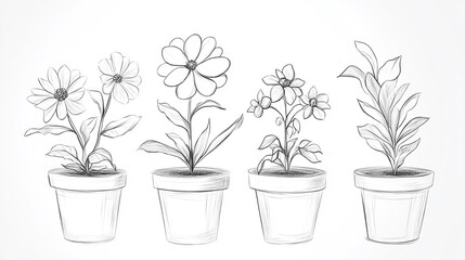 Plants in pots showcasing unique floral designs for home decor