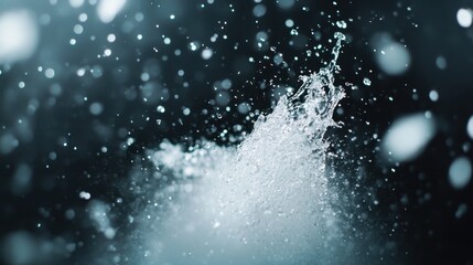 A captivating image depicting a bright white burst of water spray against a dark background, illuminated in motion to create an ethereal and enchanting visual effect.