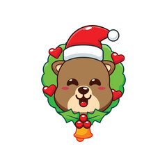 Cute otter in christmas day cartoon vector illustration.