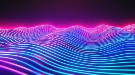 A vibrant digital illustration showcasing abstract neon waves in shades of blue and pink, set against a dark background. It evokes a creative, futuristic feel.