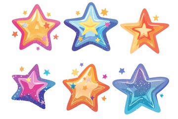 Colorful cartoon stars collection